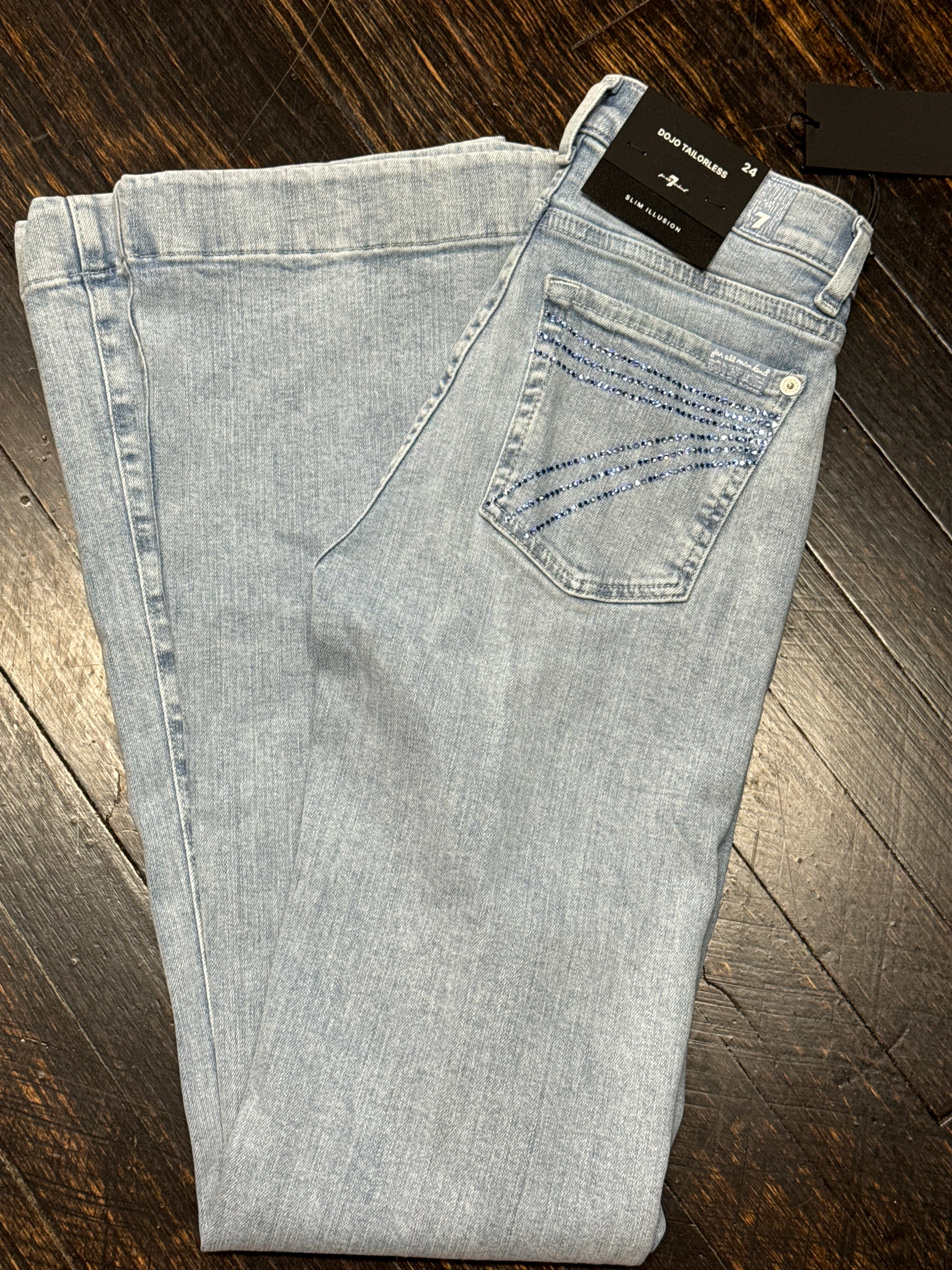 7 For All Mankind Olina Blue Sparkle Trouser - Image 4