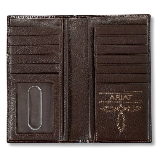 Ariat Basket Weave Cross Brown Leather Rodeo Wallet - Image 2