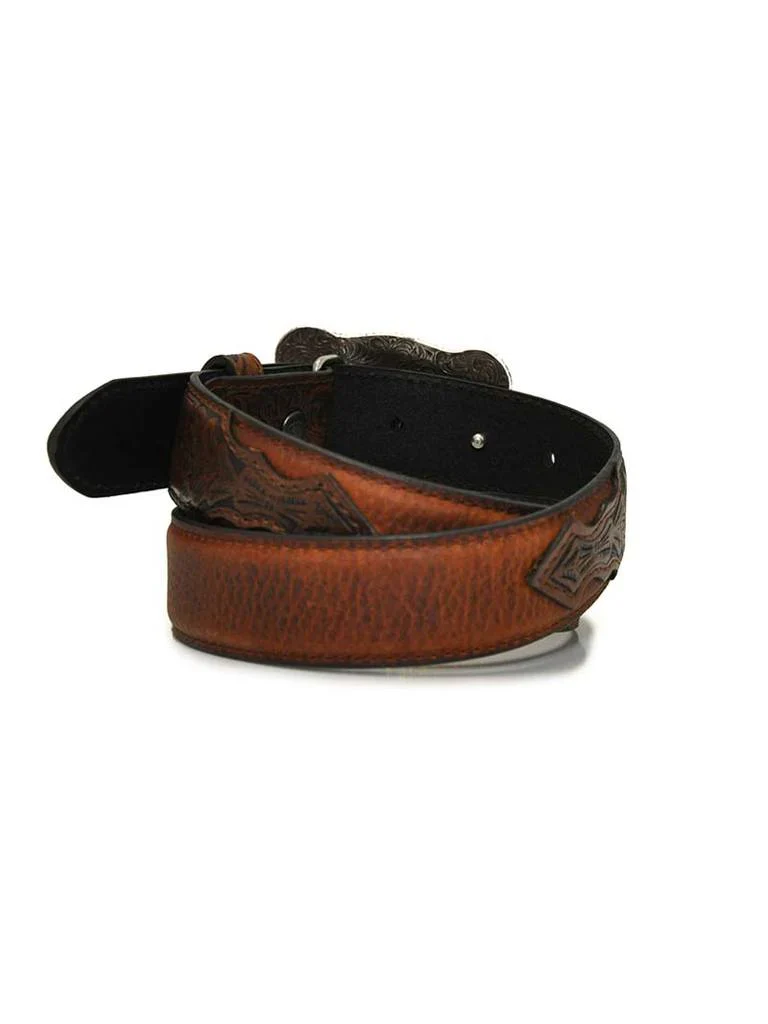 Ariat Boys Shield Logo Distressed Hand Tooled Leather Belt - Image 3