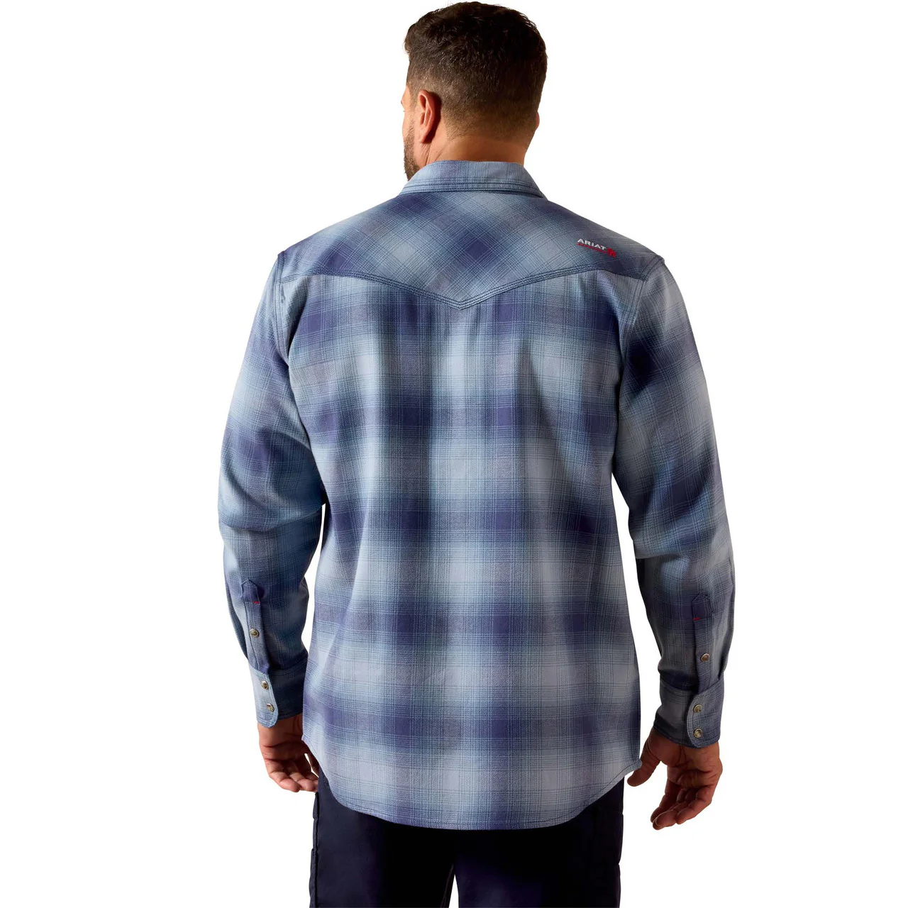 Ariat FR Ryan Retro Snap LS Work Shirt Dusty Blue - Image 2
