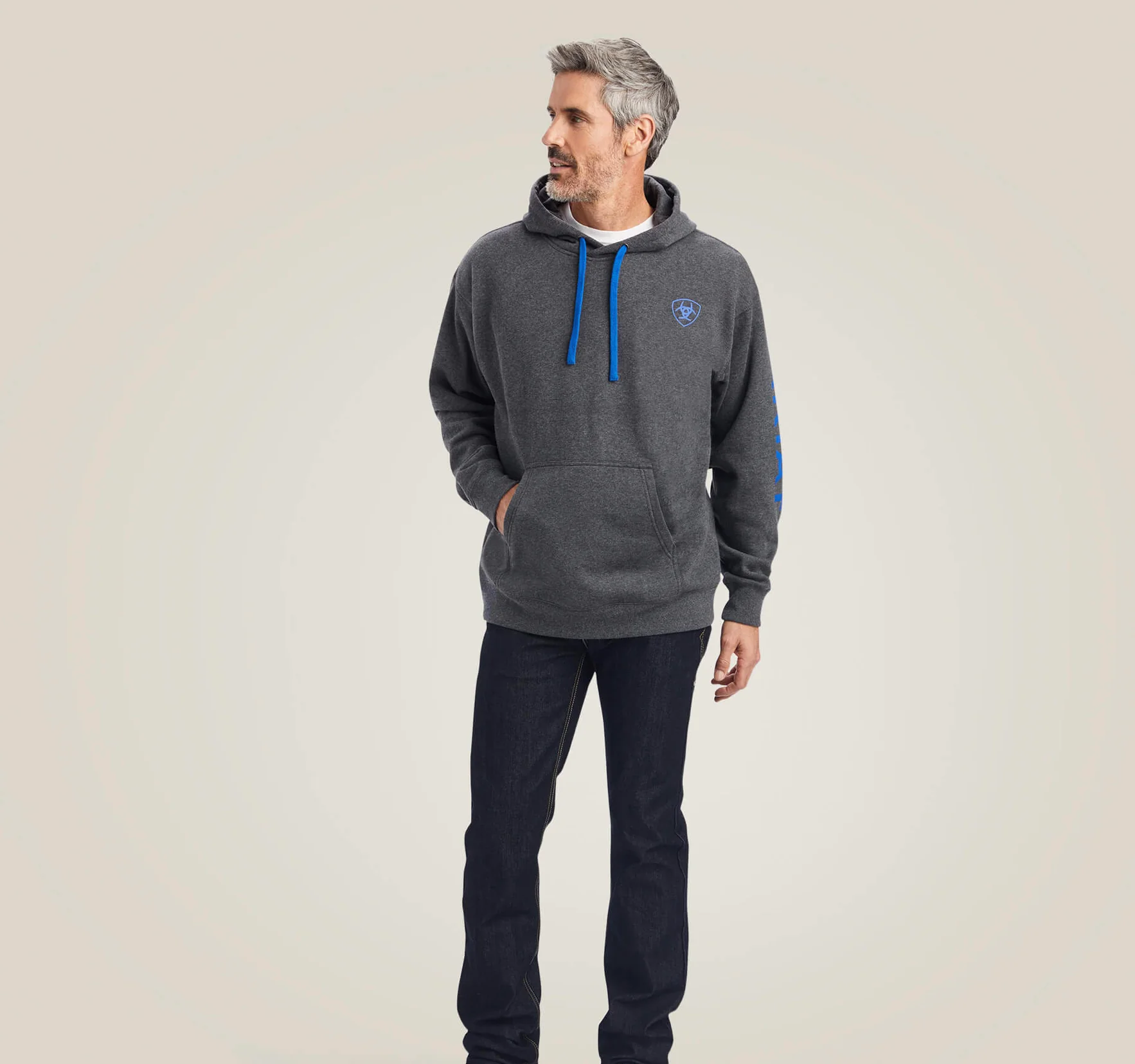 Final Sale ✨Ariat Logo Hoodie Charcoal Heather - Image 3