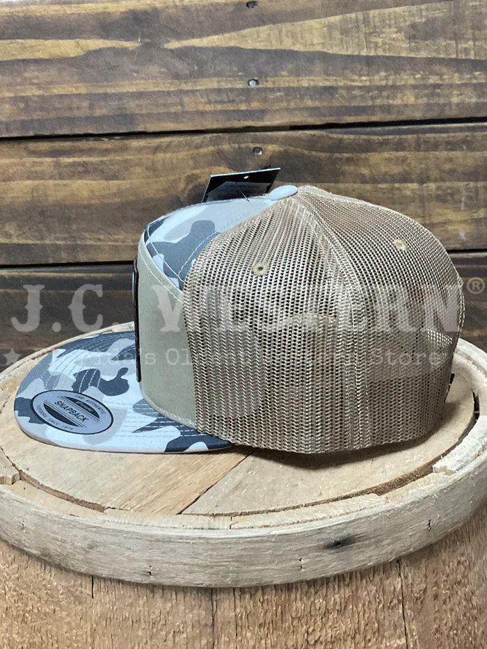 Ariat Mens 7 Panel Camo Boot Stitch Cap Khaki - Image 3