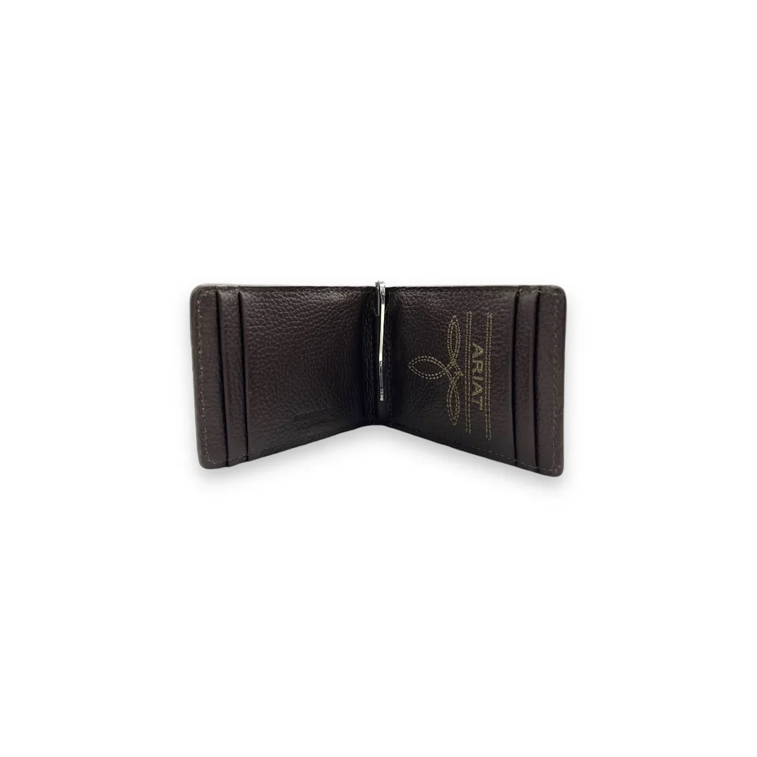 Ariat Mens Calf Hair Basket Weave Bifold Money Clip Natural - Image 2