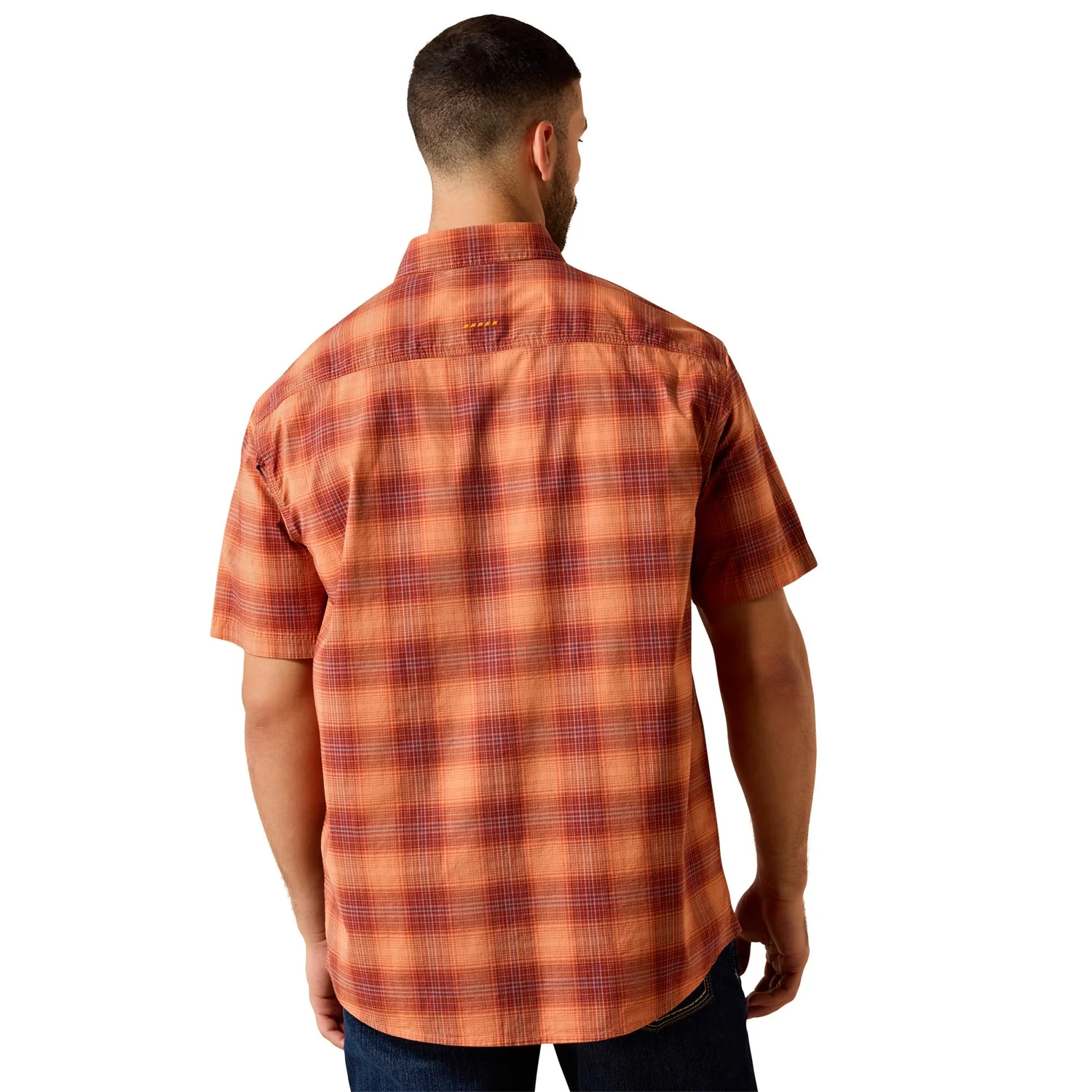 Ariat Men's Rebar DuraStretch Short Sleeve Work Shirt Sunset Orange - Image 2