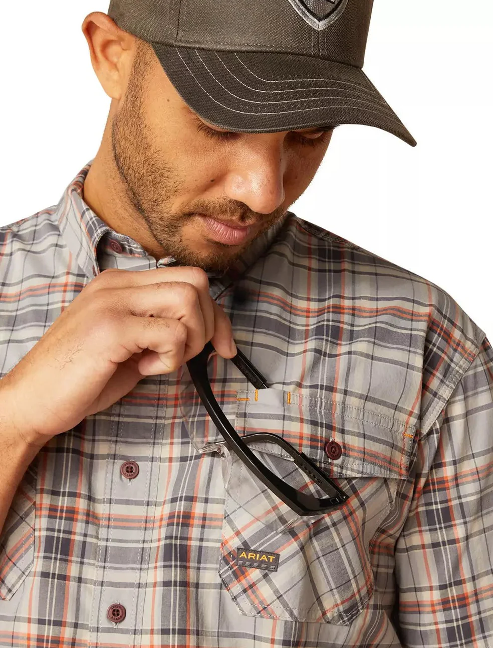 Ariat Men's Rebar Tangerine DuraStretch Work Shirt - Image 3