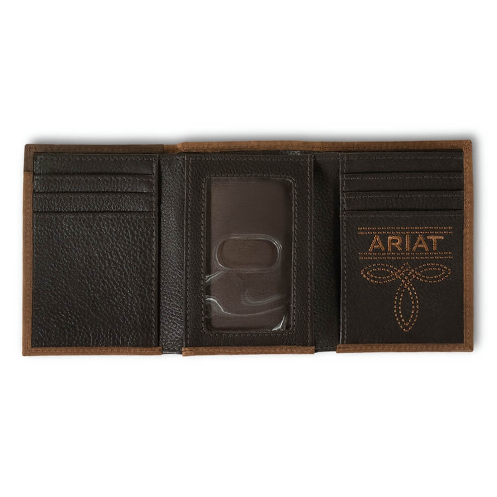 Ariat Mens Tri-fold Wallet Brown - Image 2
