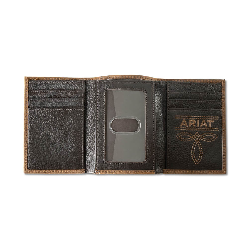 Ariat Men's Trifold Style Wallet Brown - Image 3