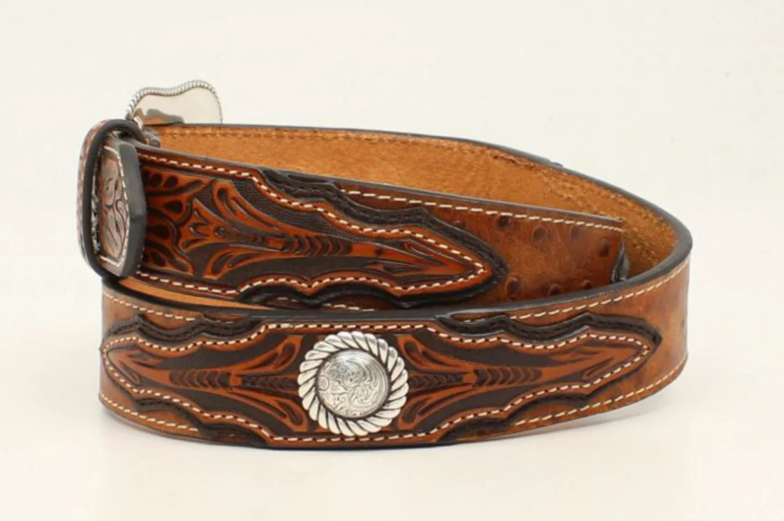 ARIAT Ostrich Embossed Tabs Belt - Brown - Image 2