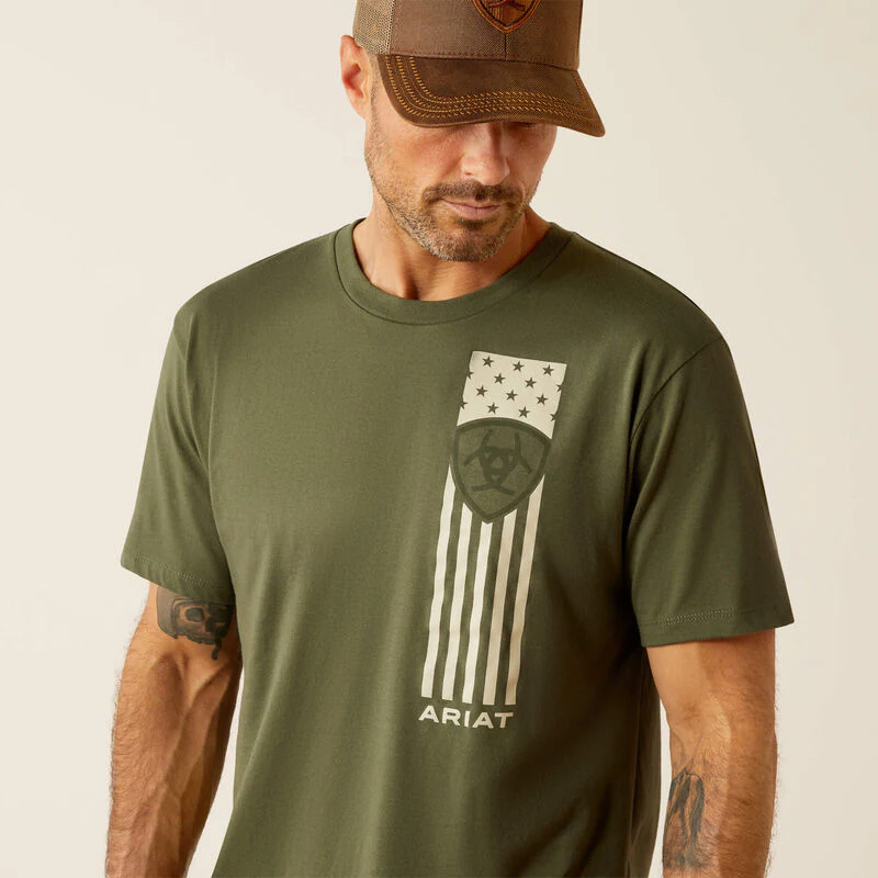 Ariat Patriot Stripe Tee Green - Image 3