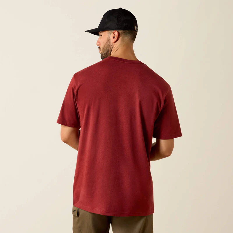 Ariat Rebar Cotton Strong Standard Pocket T-Shirt Brandy Snifter Heather - Image 2