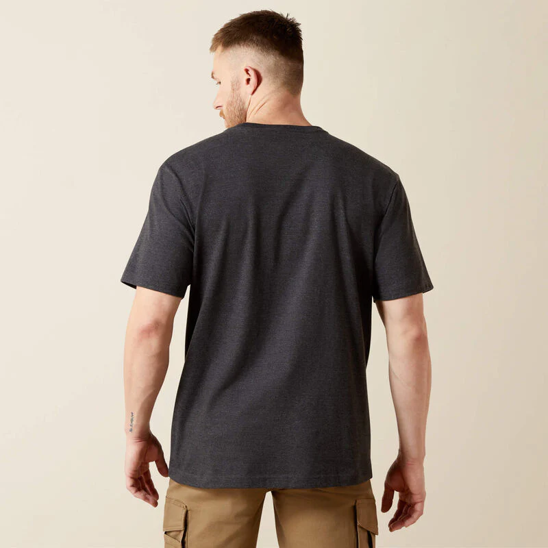 Ariat Rebar Cotton Strong Standard Pocket T-Shirt Charcoal Heather - Image 2