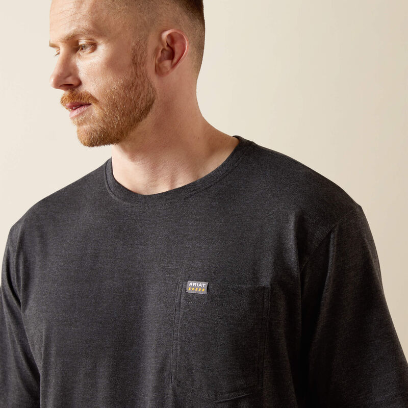 Ariat Rebar Cotton Strong Standard Pocket T-Shirt Charcoal Heather - Image 3