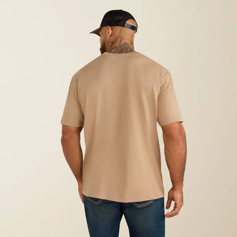 Ariat Rebar Cotton Strong Standard Pocket T-Shirt Greige - Image 2