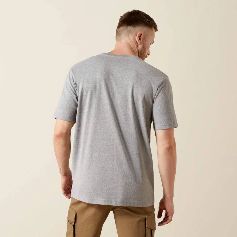 Ariat Rebar Cotton Strong Standard Pocket T-Shirt Heather Grey - Image 2
