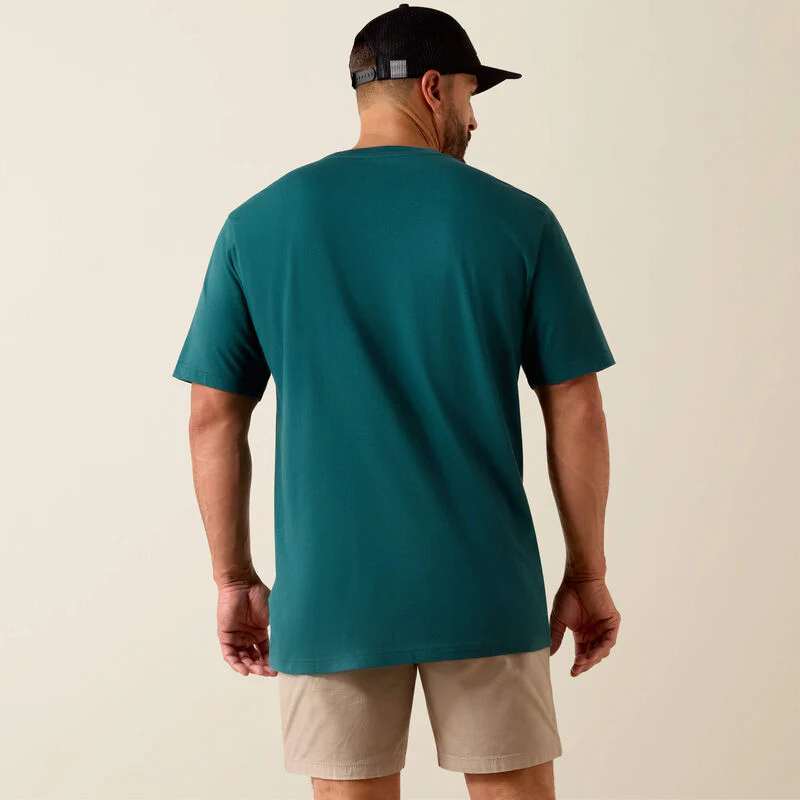 Ariat Rebar Cotton Strong Standard Pocket T-Shirt Mediterranean - Image 2