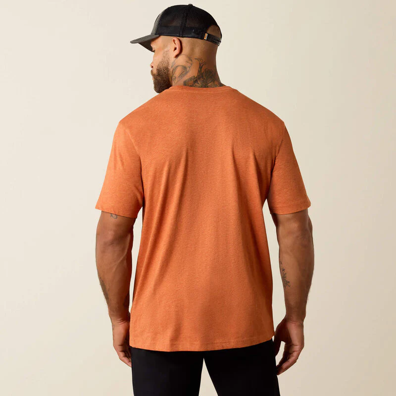 Ariat Rebar Cotton Strong Standard T-Shirt Sunset Orange Heather - Image 2