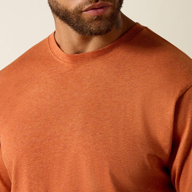 Ariat Rebar Cotton Strong Standard T-Shirt Sunset Orange Heather - Image 3