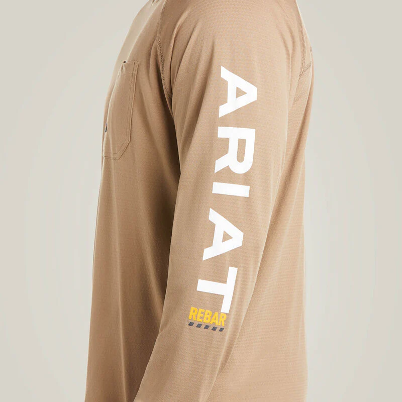 Ariat Rebar Heat Fighter T-Shirt Khaki - Image 3