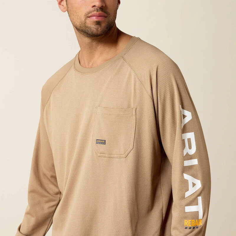 Ariat Rebar Heat Fighter T-Shirt Khaki - Image 4