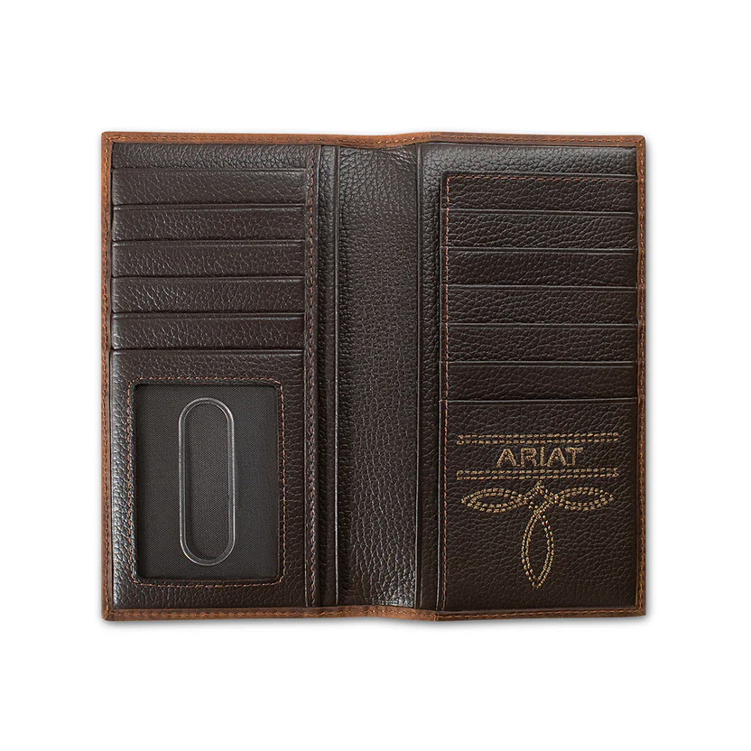 ARIAT RODEO WALLET OVERLAY SCROLL EMBOSSED MEDIUM BROWN - Image 2
