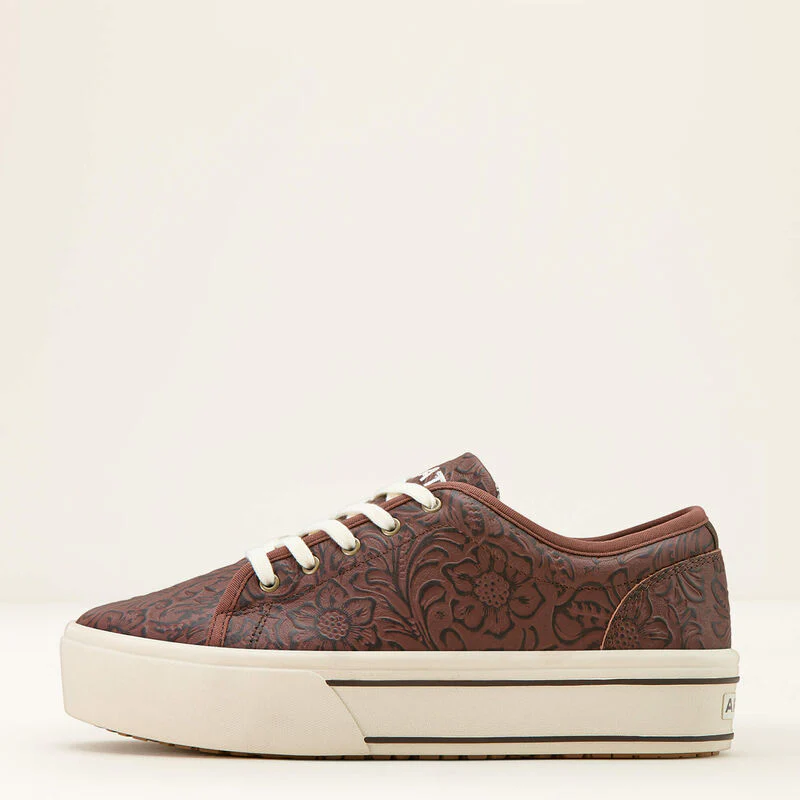 Ariat Skylar Tooled Floral Tennis Shoes Dark Brown - Image 2