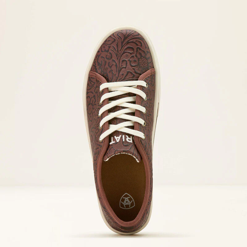 Ariat Skylar Tooled Floral Tennis Shoes Dark Brown - Image 4