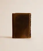 ARIAT TRIFOLD BASKET WEAVE MEDIUM BROWN WALLET - Image 2