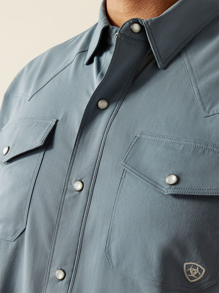 Ariat Western VentTEK Newsboy Blue Short Sleeve Shirt - Image 2