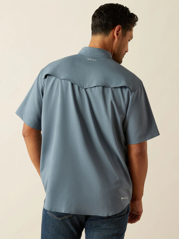 Ariat Western VentTEK Newsboy Blue Short Sleeve Shirt - Image 3