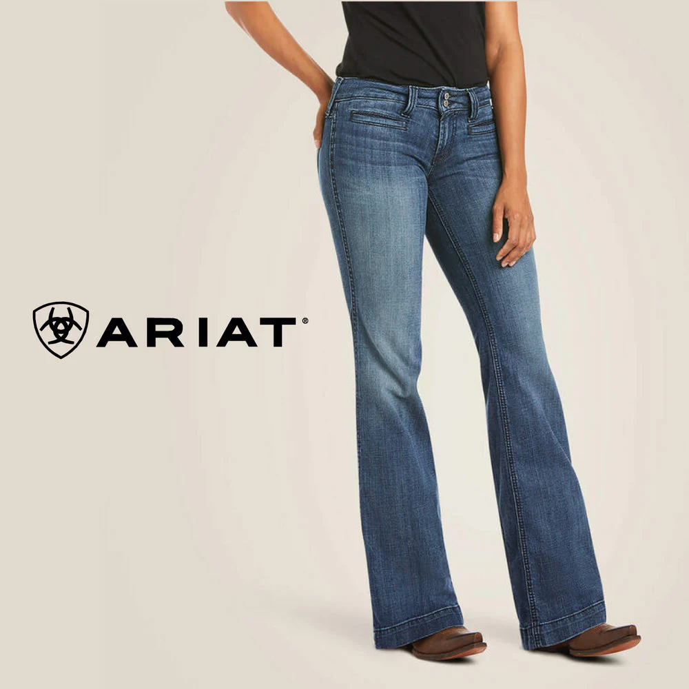 Ariat Women's Trouser Mid Rise Stretch Outseam Ella Wide Leg Jean - Image 5