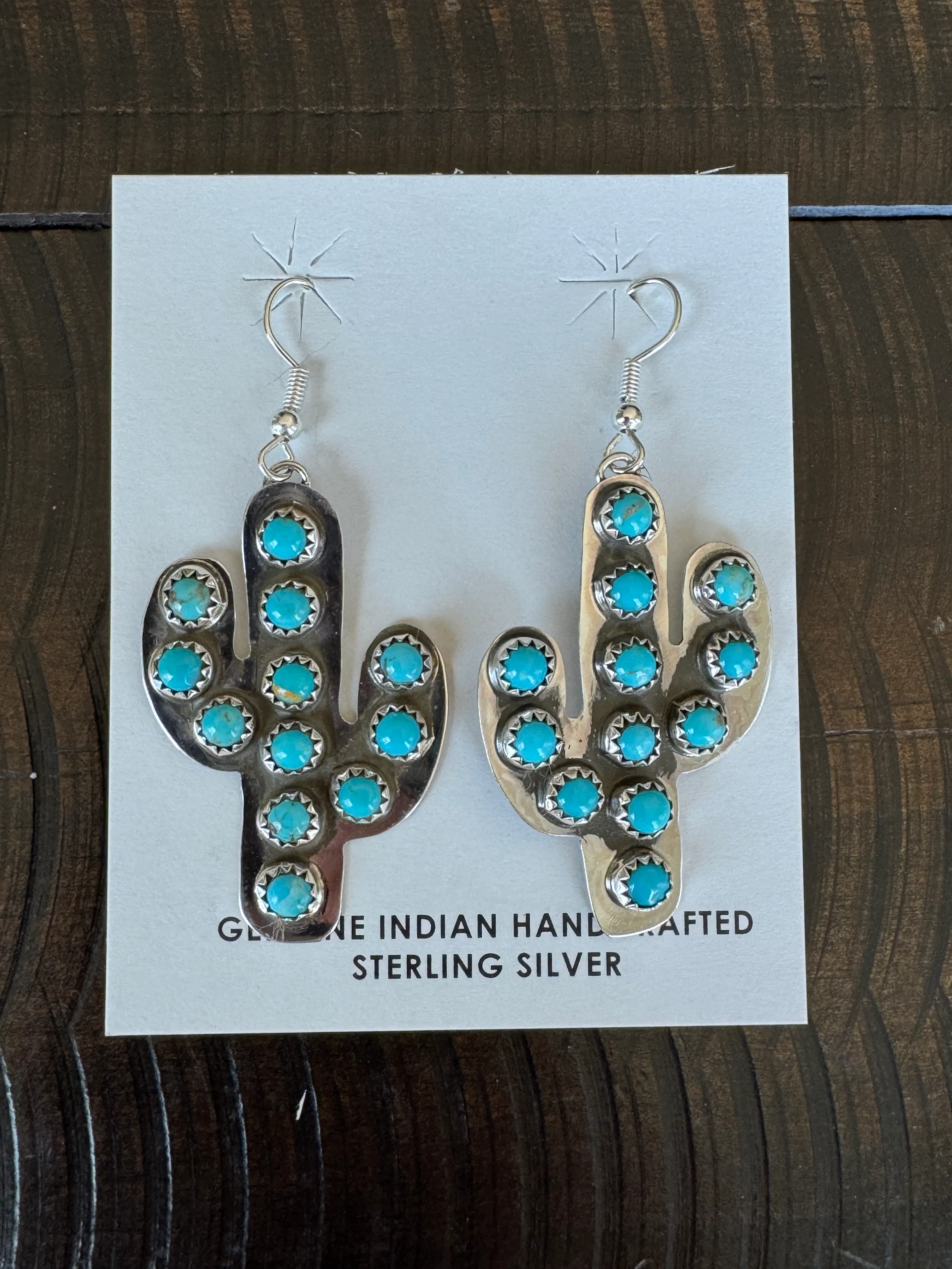 Authentic Blooming Cactus Turquoise Earrings - Image 2