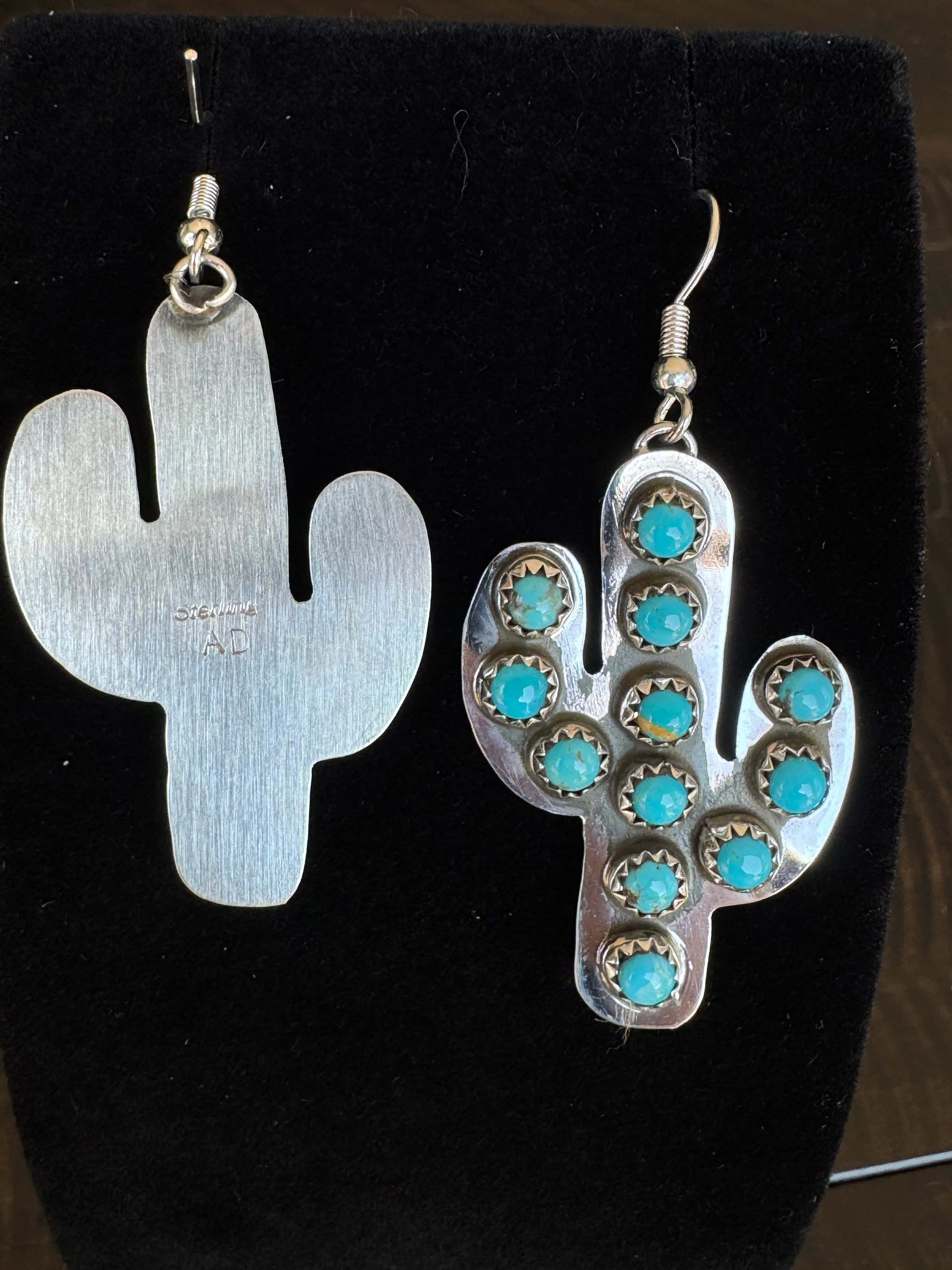 Authentic Blooming Cactus Turquoise Earrings - Image 3