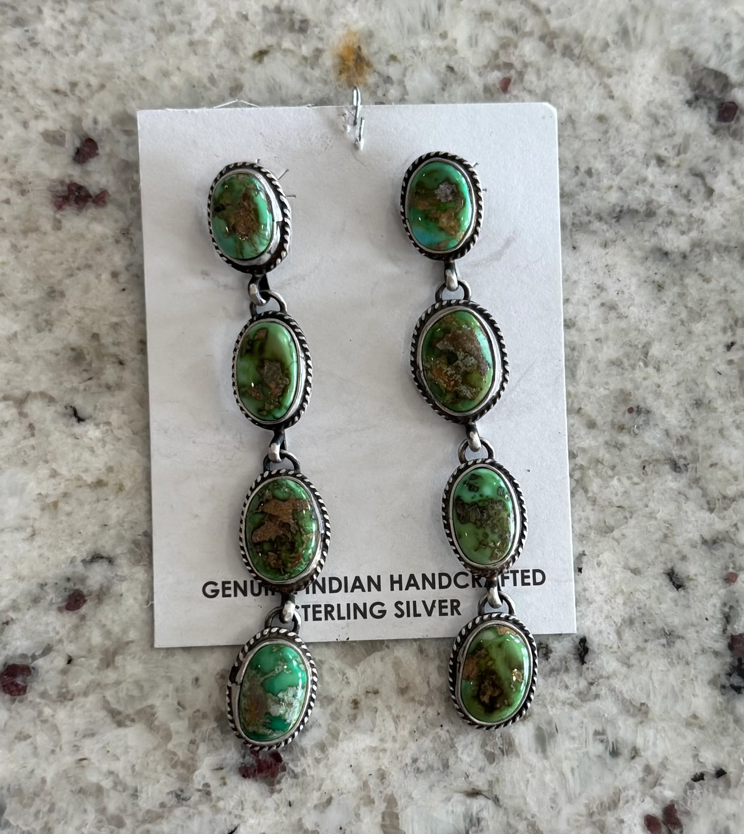 Authentic Green Dahlia Dangle Earrings