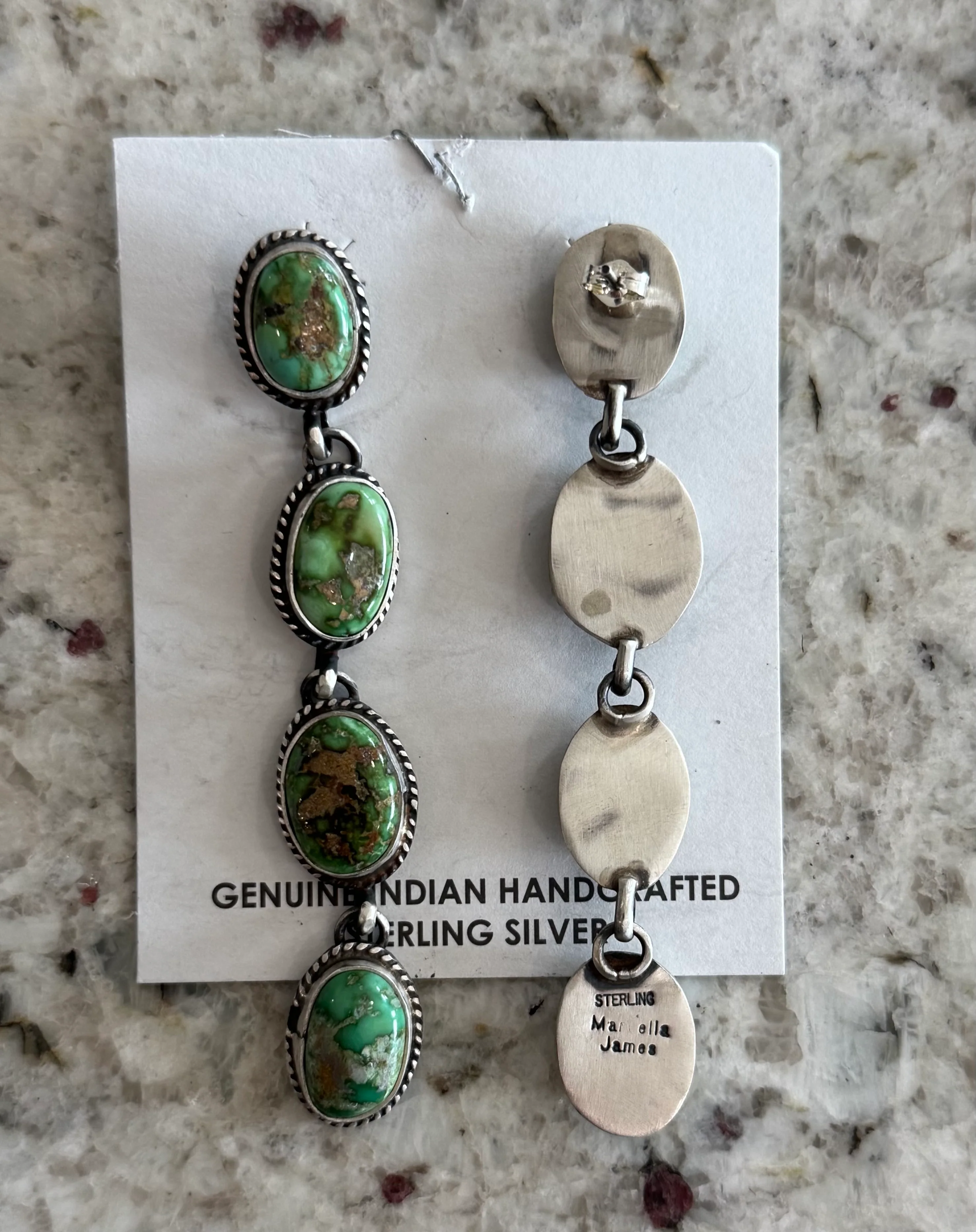 Authentic Green Dahlia Dangle Earrings - Image 2