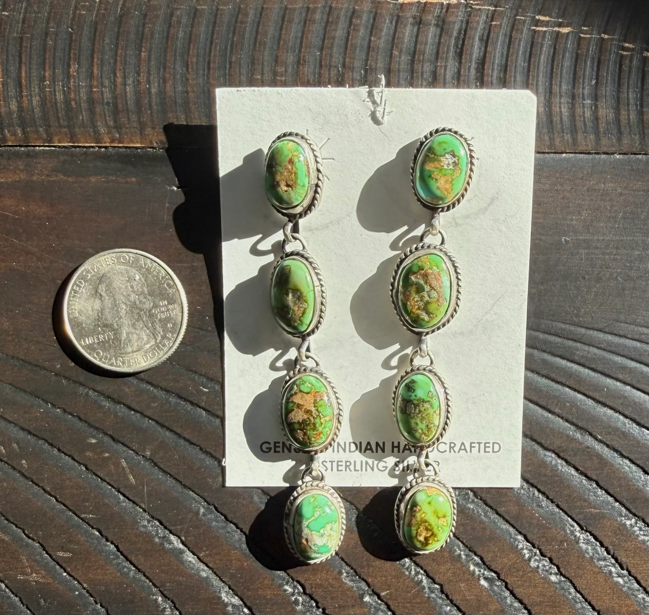 Authentic Green Dahlia Dangle Earrings - Image 5