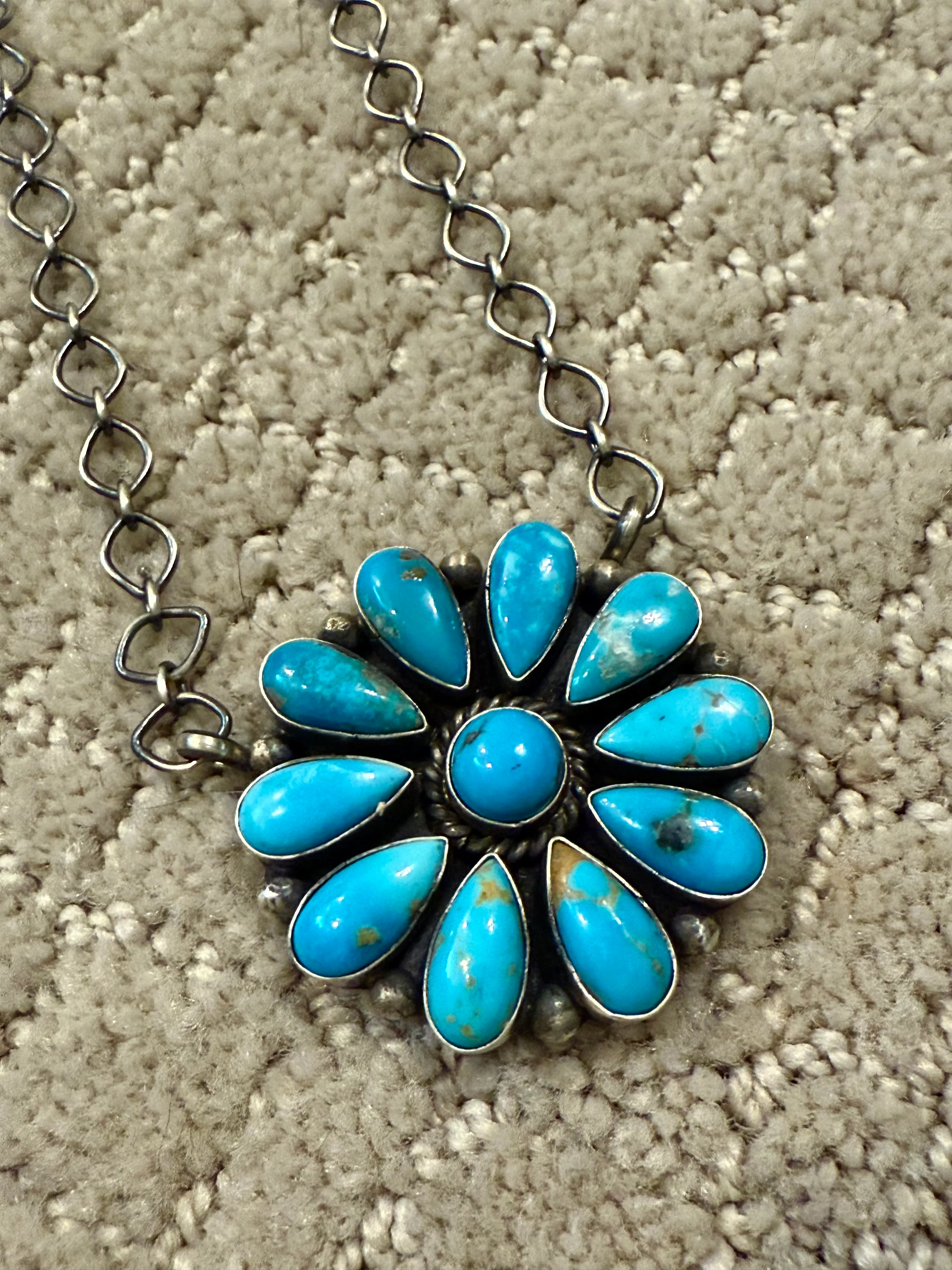 Authentic Turquoise Daisy Necklace