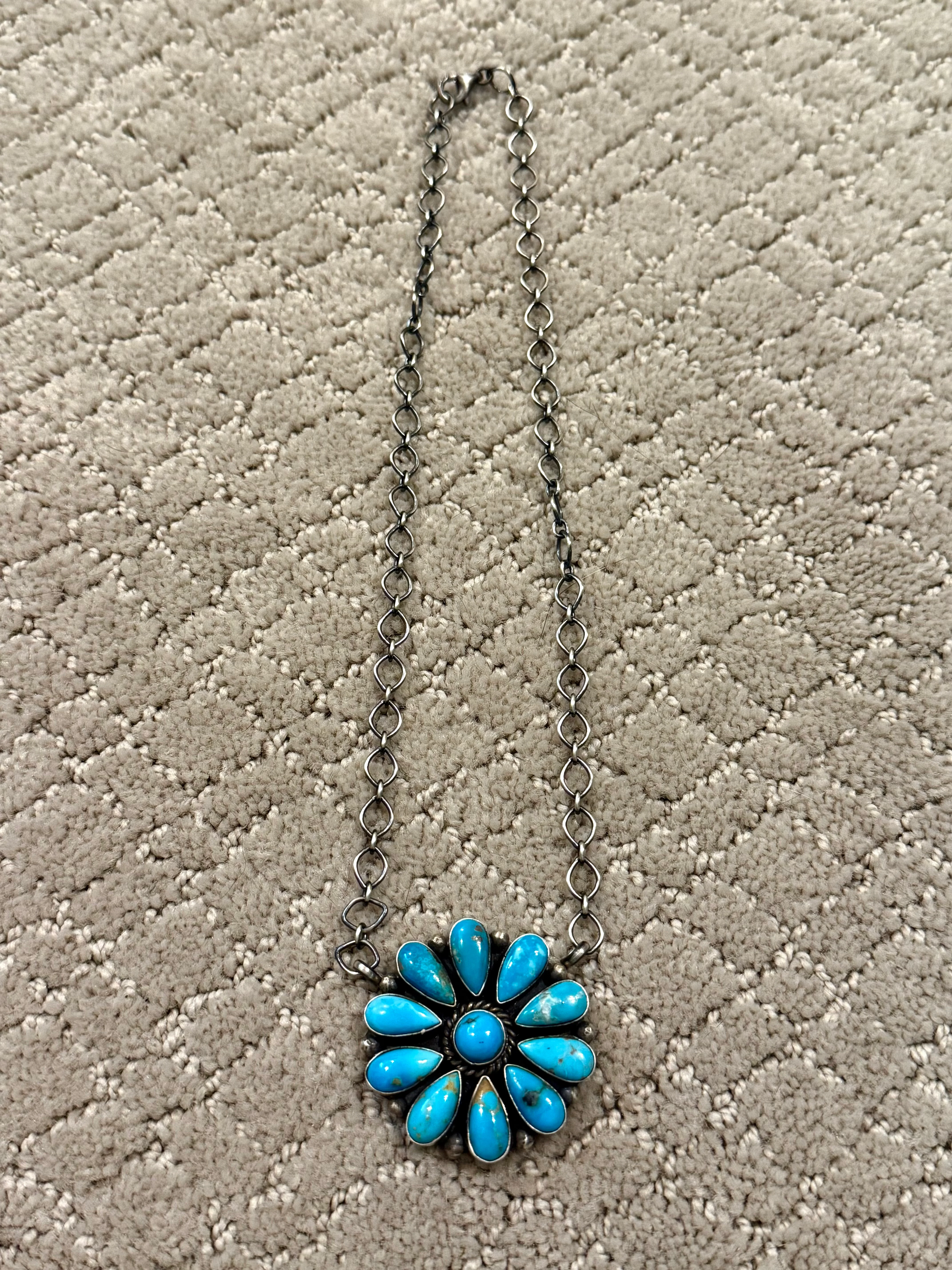 Authentic Turquoise Daisy Necklace - Image 2