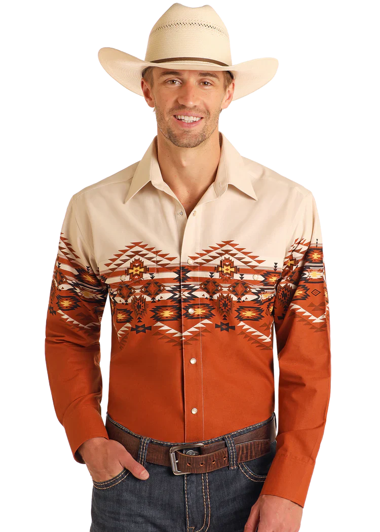 Aztec Print Border Shirt