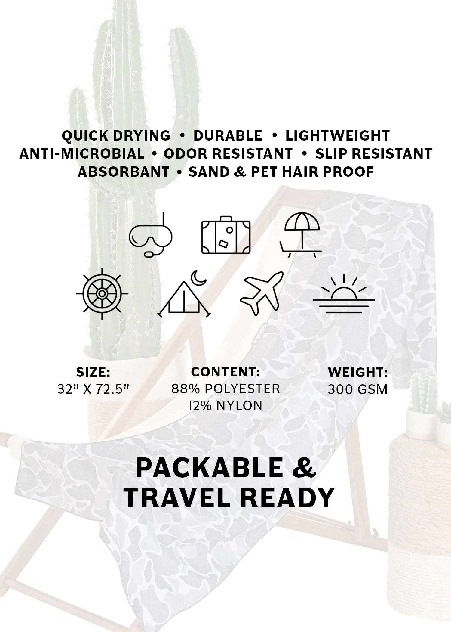Beachy Camo Microfiber Towel - Image 3