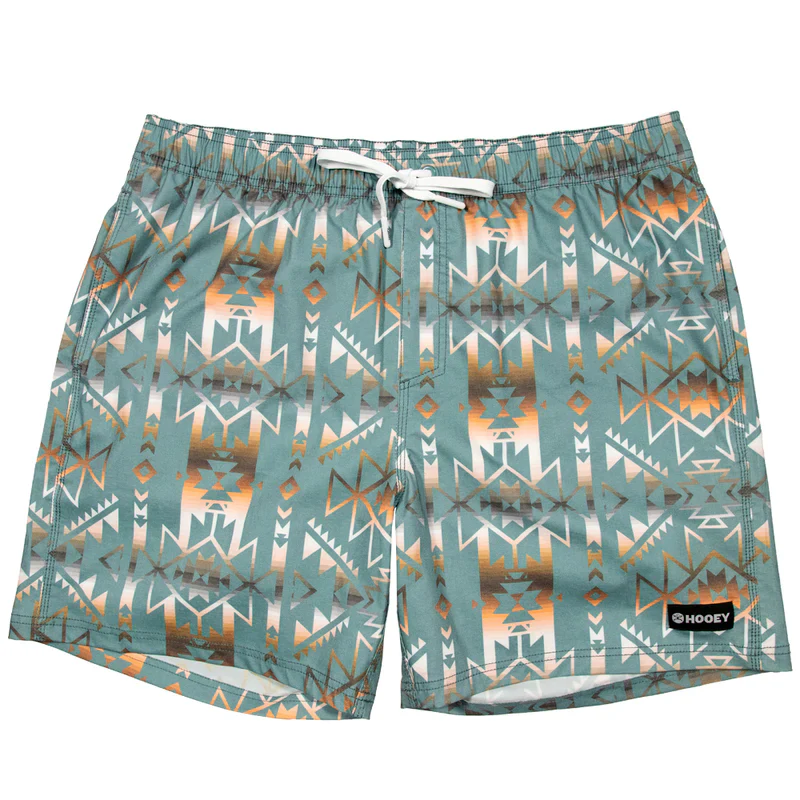 Big Wake Hooey Shorts - Teal/Tan Aztec - Image 2