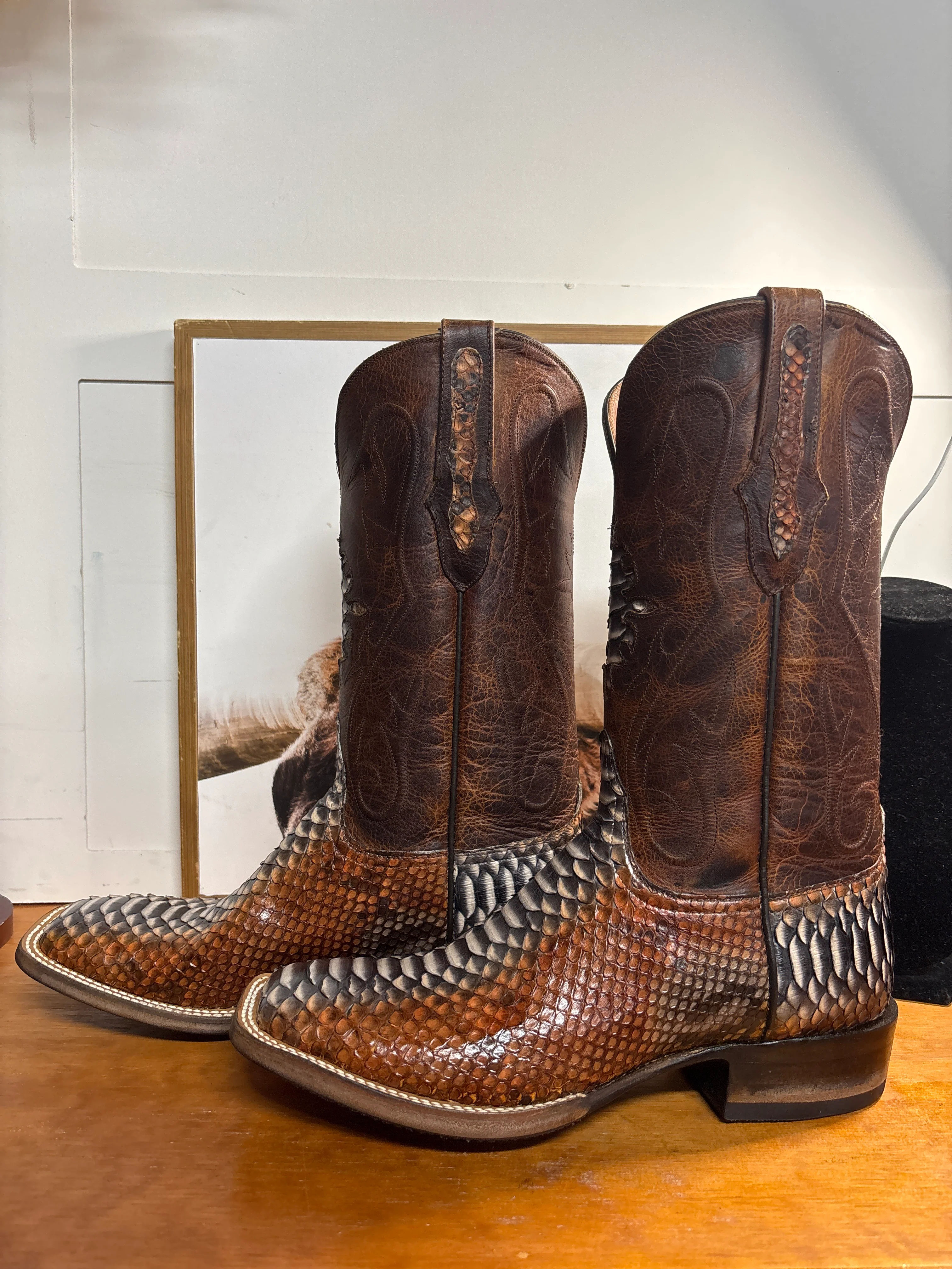 Black Jack Python Cowboy Boots - Rust Dyed Triad - Image 2
