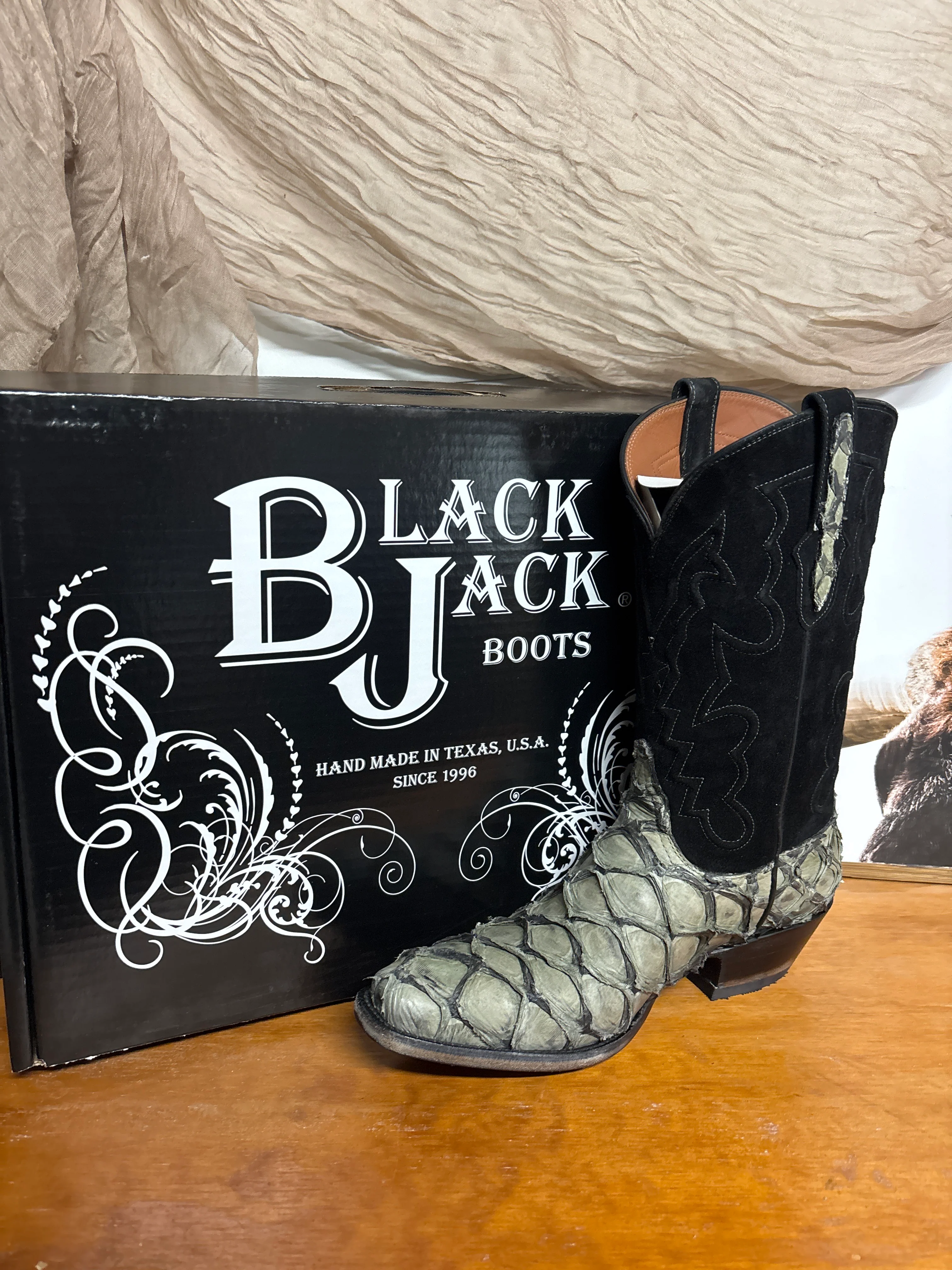Black Jack Pirarucu Fish Inverted Dark Stone Gray Boots - Image 2