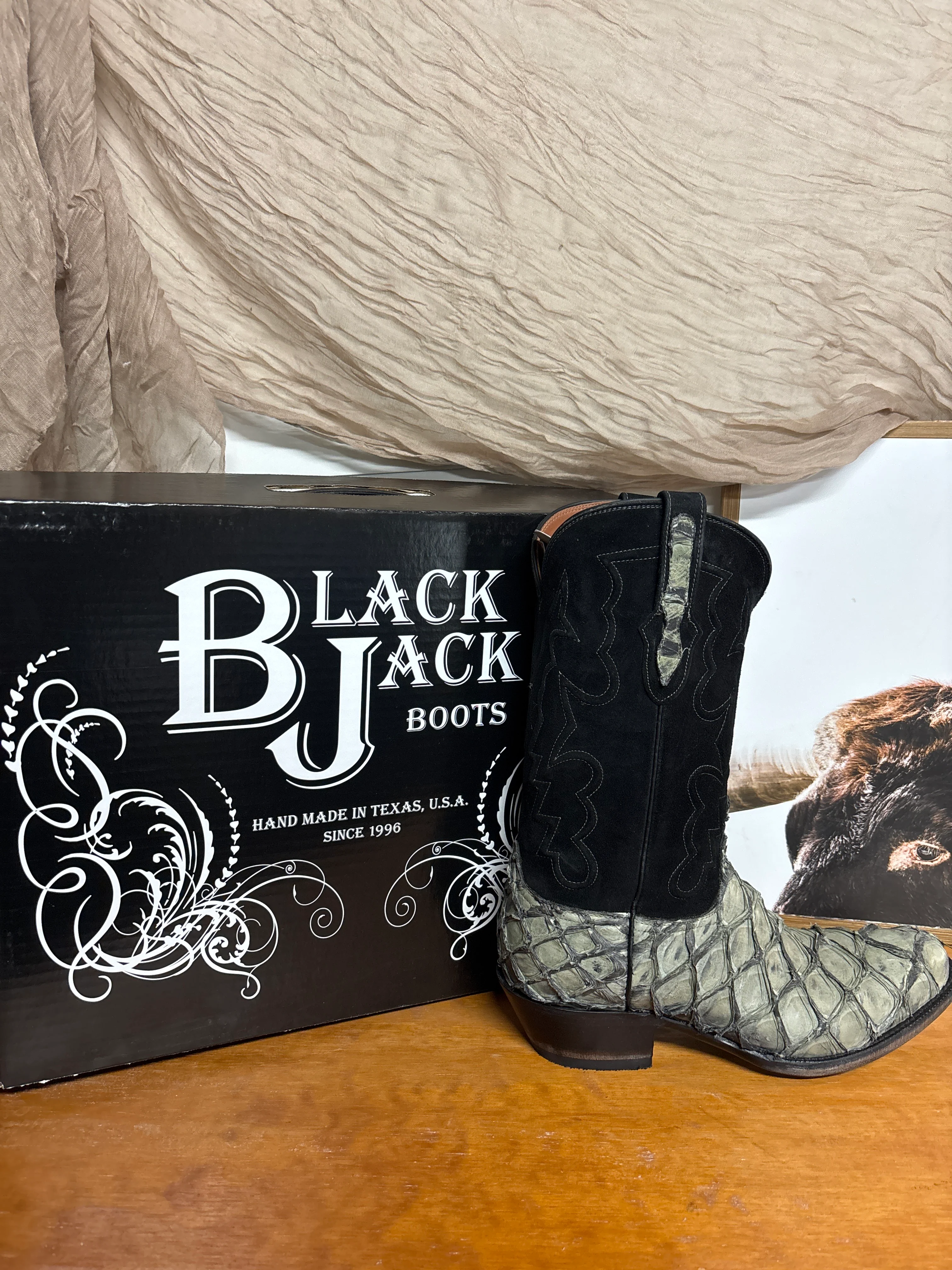 Black Jack Pirarucu Fish Inverted Dark Stone Gray Boots - Image 3