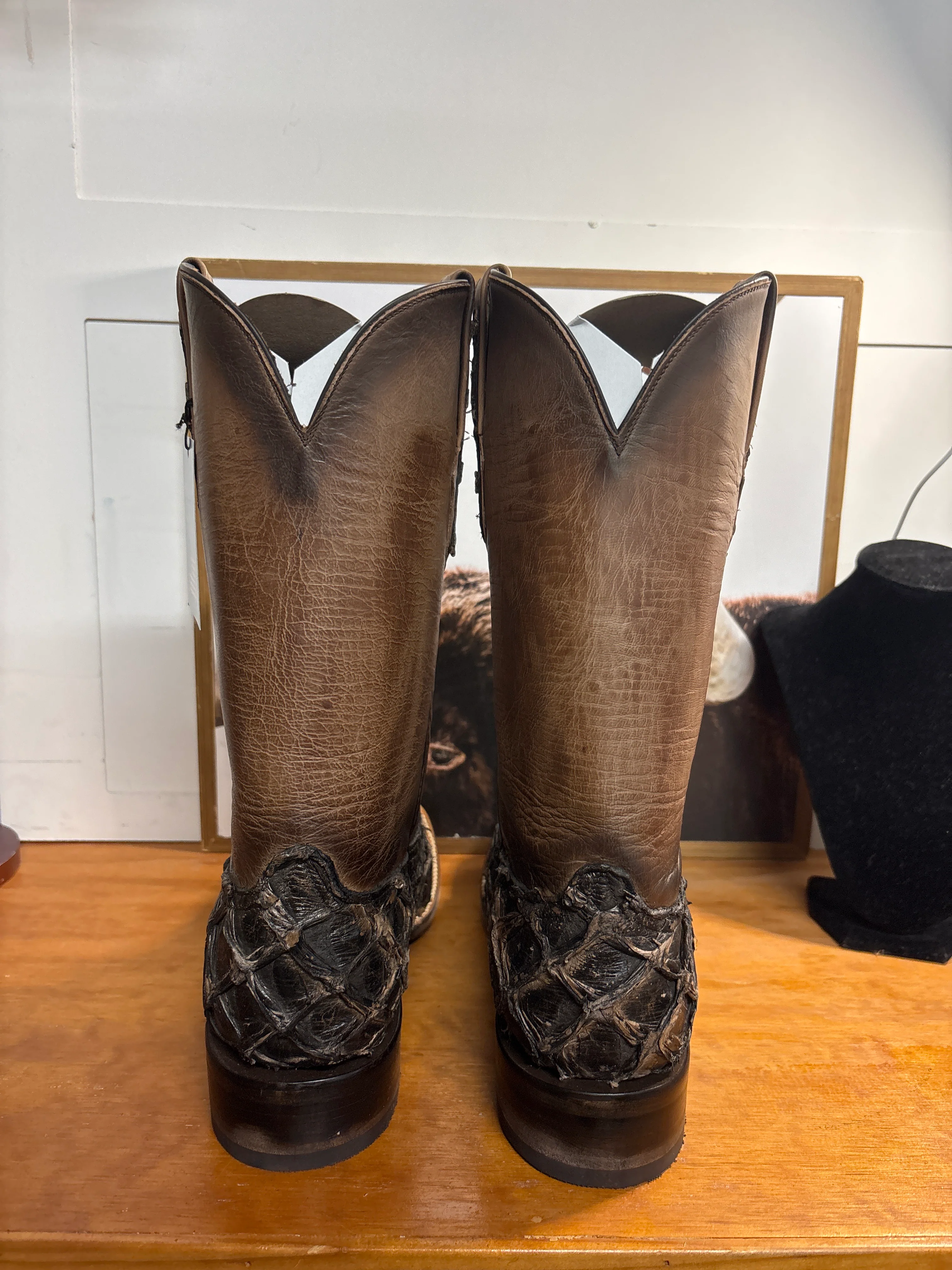 Black Jack Pirarucu Fish Cracked Earth Brown Boots - Image 3