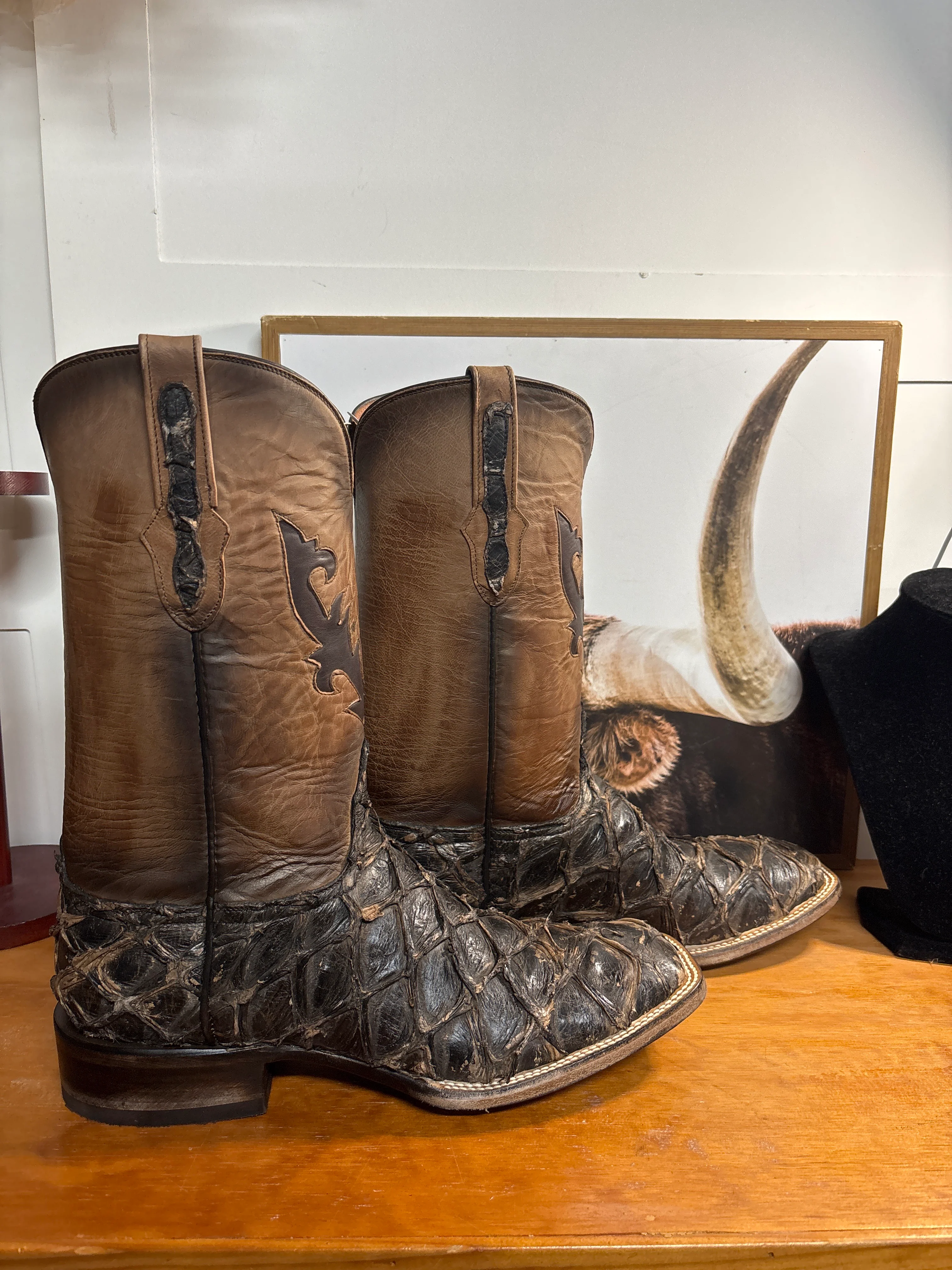 Black Jack Pirarucu Fish Cracked Earth Brown Boots - Image 4