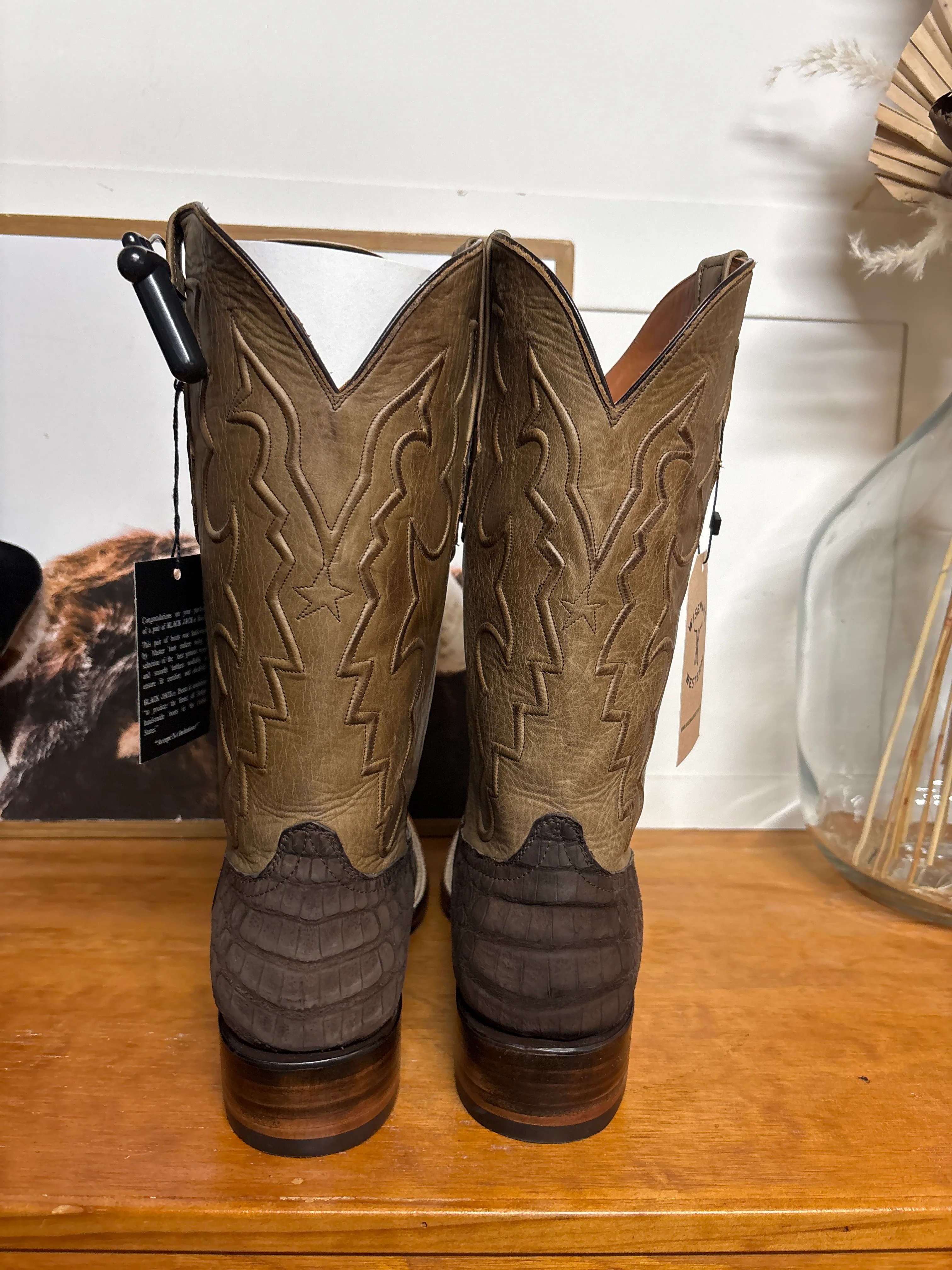Black Jack Suede Caiman Boots - Image 4