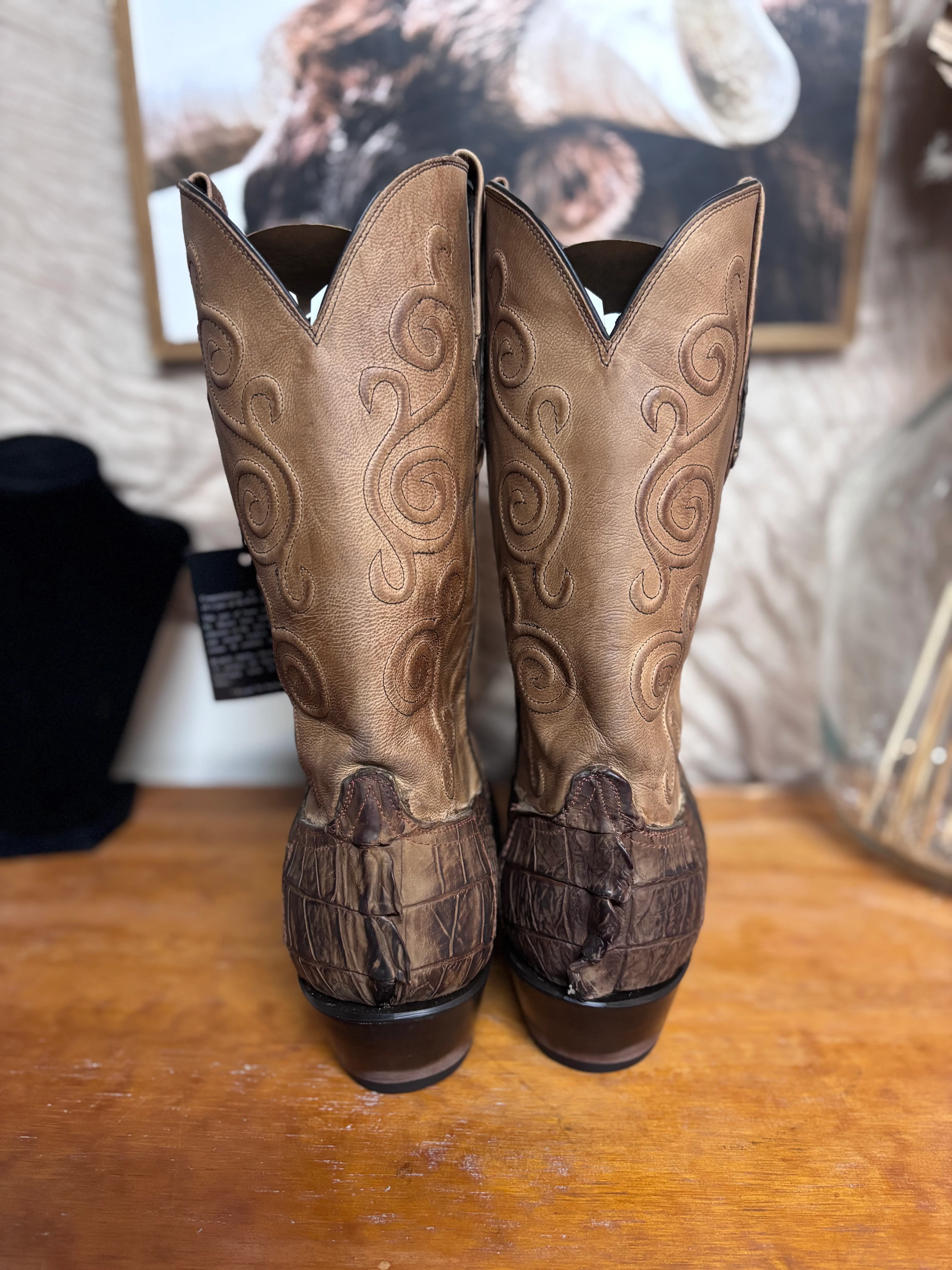 Black Jack Sueded Caiman Tail Boots - Image 3