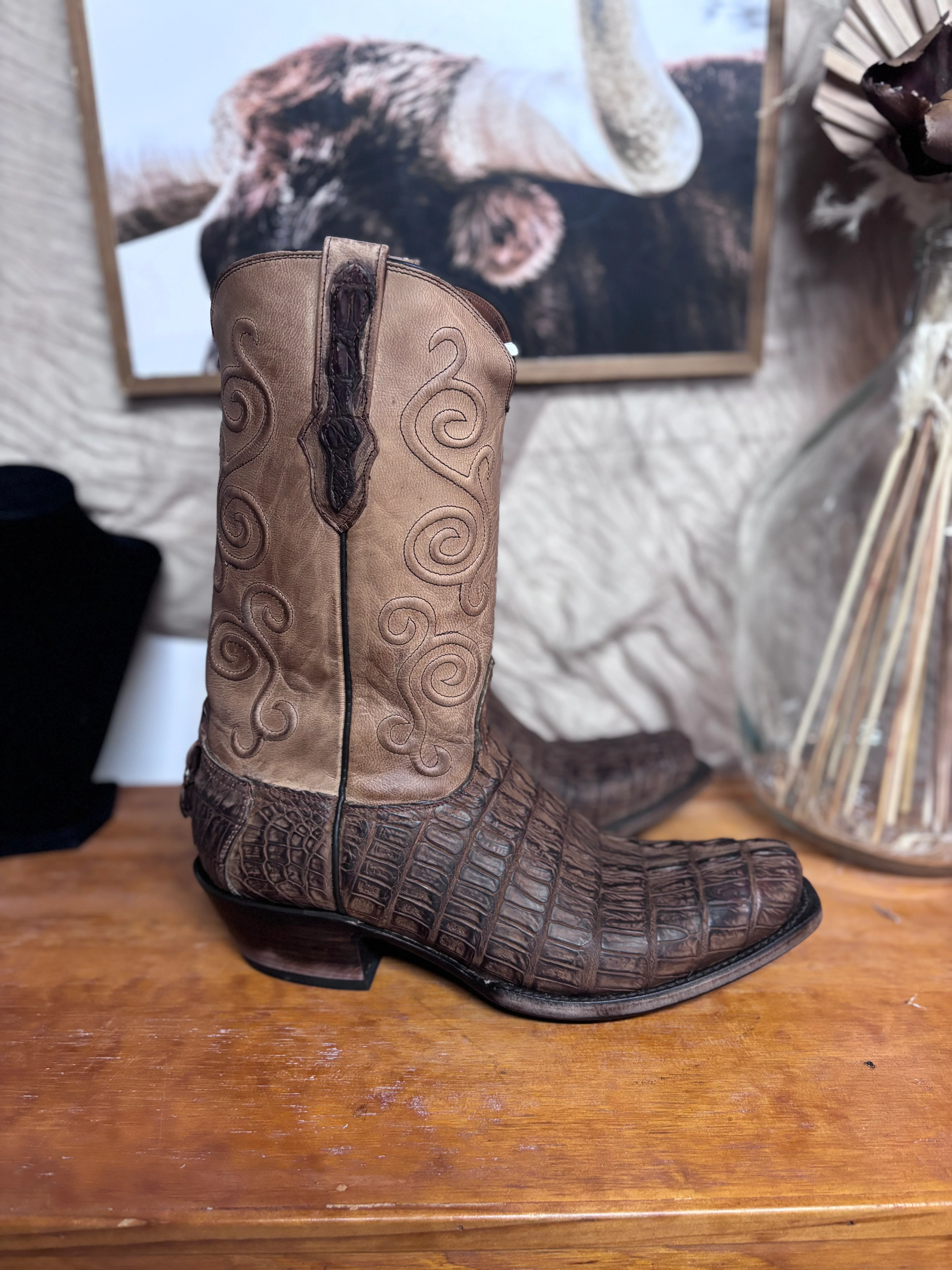 Black Jack Sueded Caiman Tail Boots - Image 4