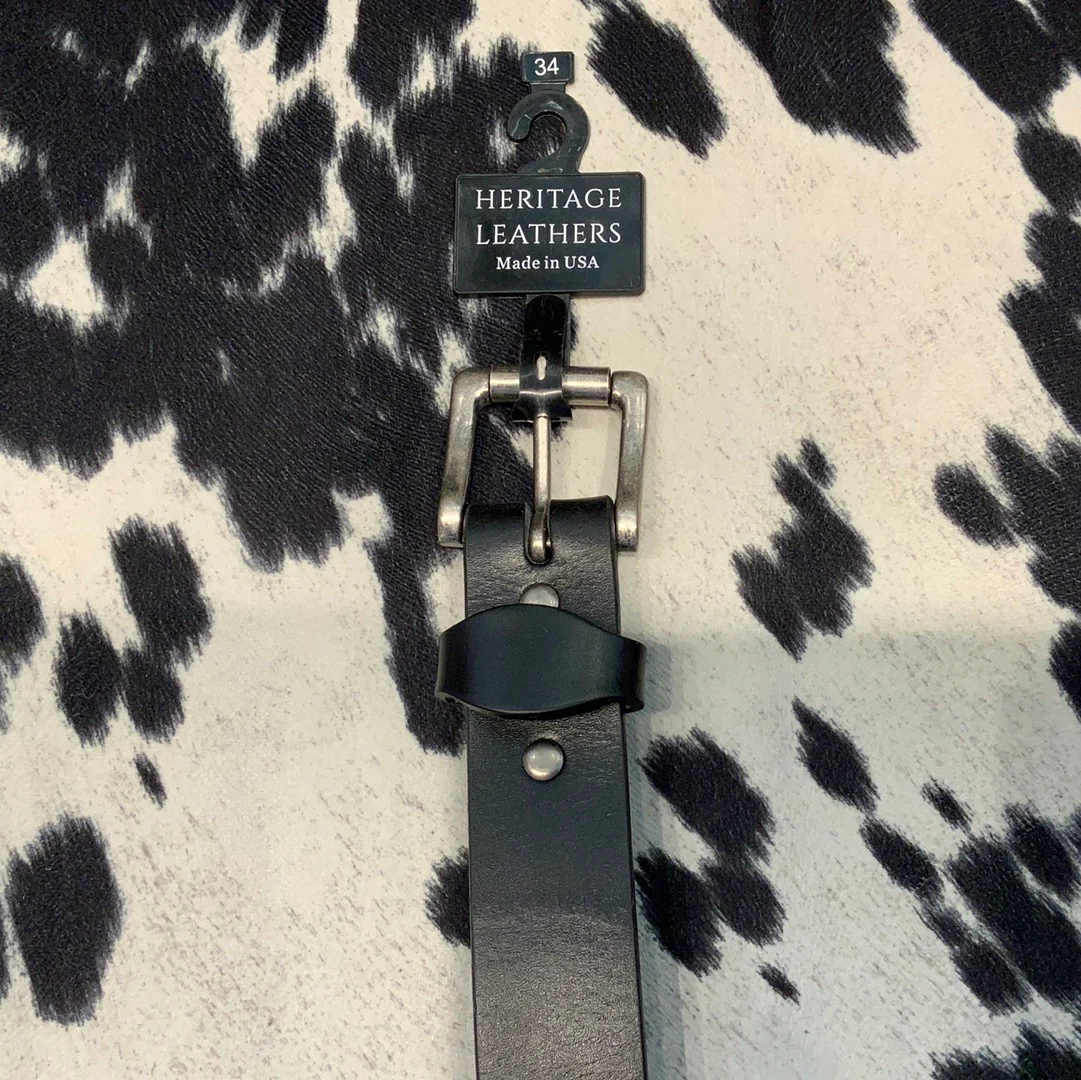 Black Mens Belt Heritage Leather - Image 2