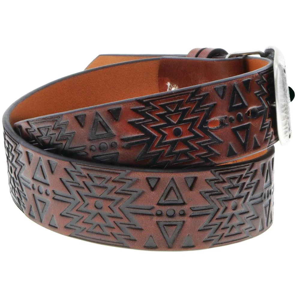 Black Stone Aztec Branded Hooey Women's Belt - Image 2